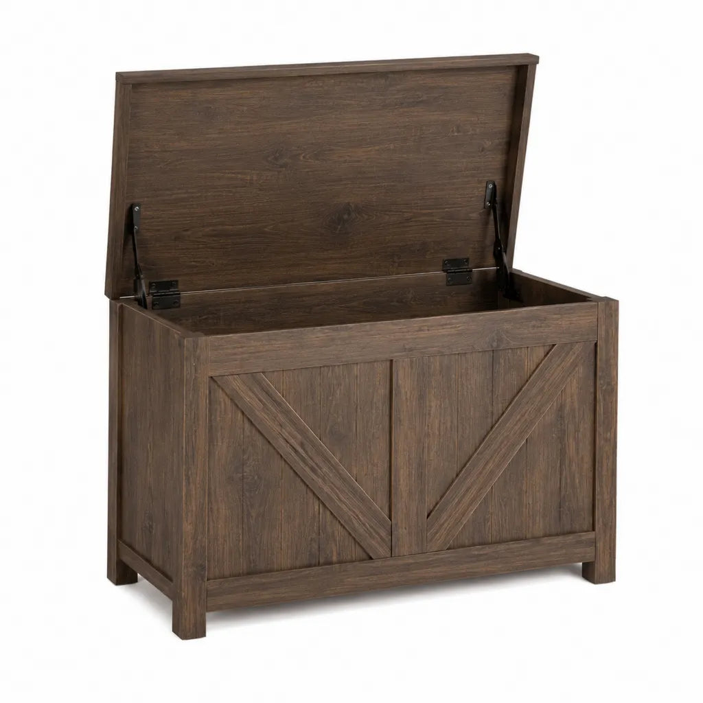 Aufbewahrungstruhe mit Klappdeckel 90 x 45 x 60 cm MDF Braun