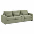 3-Sitzer Sofa mit Mittelkonsole Polyesterbezug Rechteckig Salbeigrün 270 x 95 x 88 cm