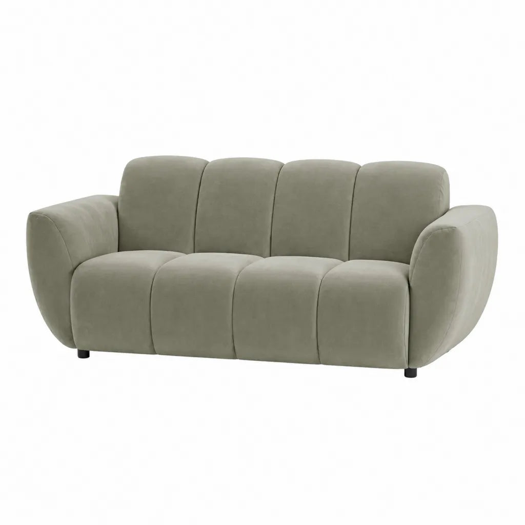 3-Sitzer Sofa mit Polyester-Samtbezug in runder Form Graugrün 220 x 95 x 78 cm