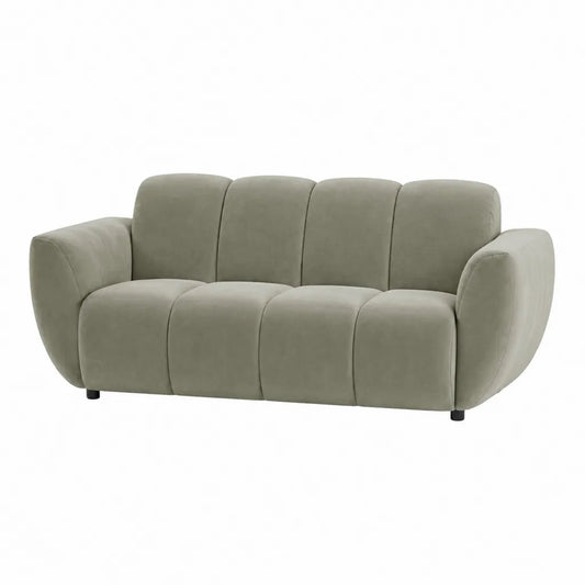 3-Sitzer Sofa mit Polyester-Samtbezug in runder Form Graugrün 220 x 95 x 78 cm