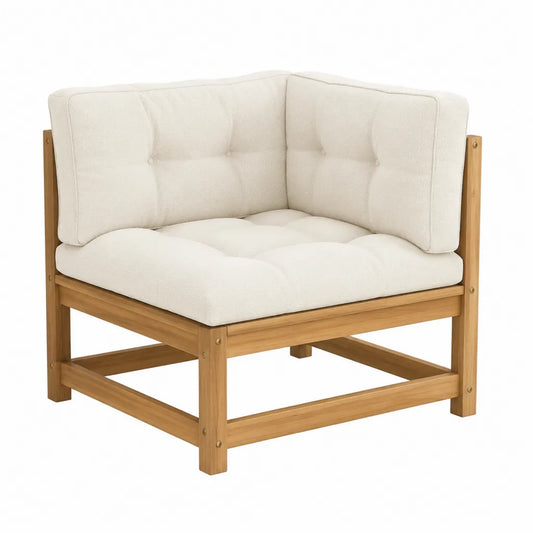 Garten-Loungesessel aus Akazien-Massivholz mit Polyesterpolstern Creme 78 x 78 x 68 cm