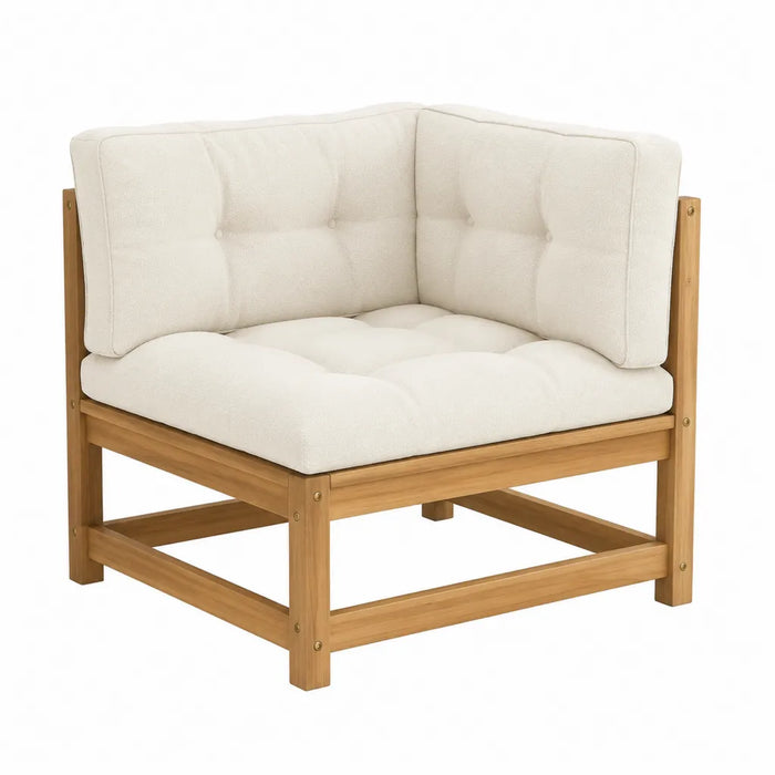 Garten-Loungesessel aus Akazien-Massivholz mit Polyesterpolstern Creme 78 x 78 x 68 cm