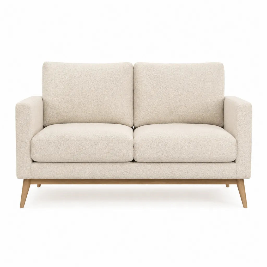 2-Sitzer Sofa aus Bouclé-Polyester rechteckig Creme 140 x 82 x 84 cm